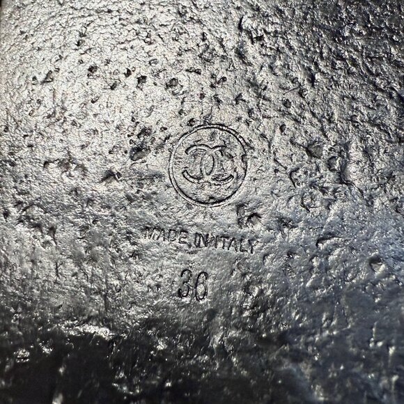 Chanel Black Caviar Leather CC Dad Slingback Sandals - Picture 8 of 13